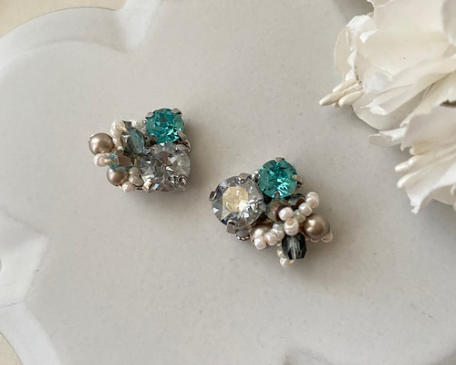 ♡ハンドメイド♡ビジューピアスイヤリング№265 291 ハンドメイド☆ビジューピアス／イヤリング - メルカリ