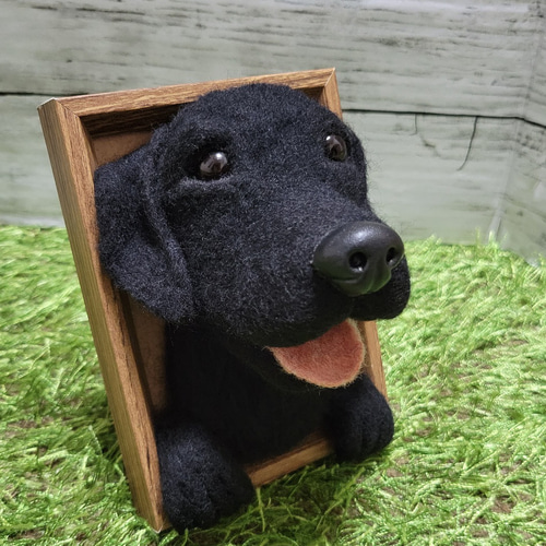 ニューファンドランド 羊毛フェルト 犬のぬいぐるみ 黒 約15cm