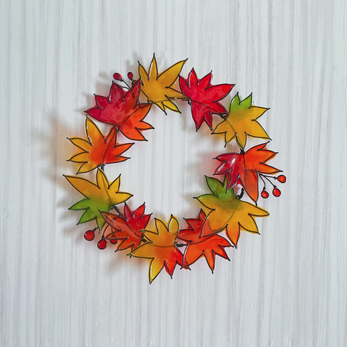 再販まつり2024】紅葉のリース♡︎ワイヤーアート ワイヤークラフト