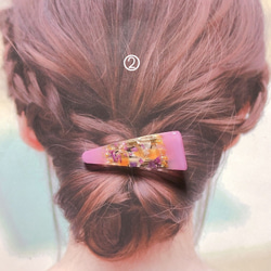 クリップ　ヘアアクセサリー　秋色　スモーキーピンク　紫陽花　シェル　 4枚目の画像