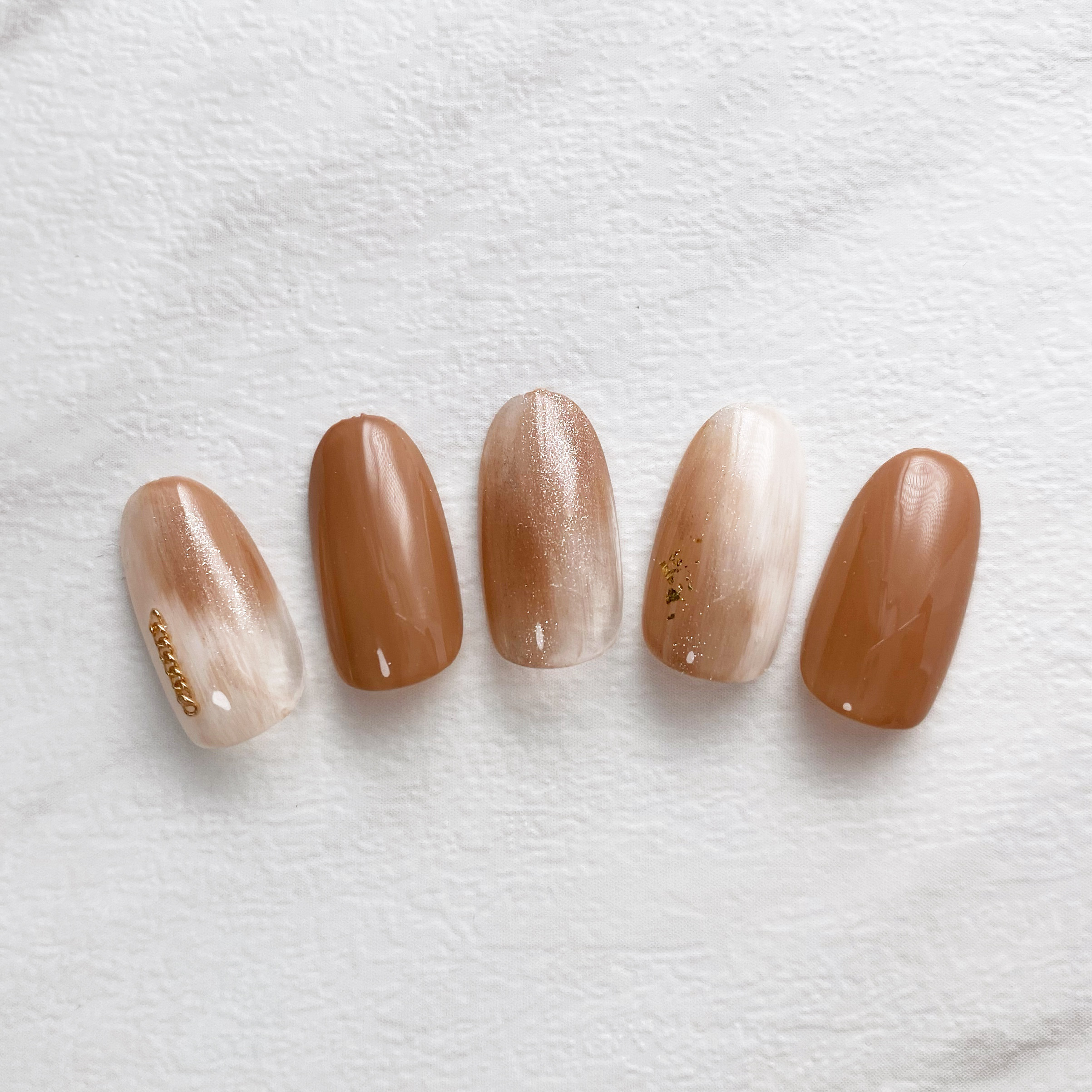 ニュアンスネイル ブラウンネイル 秋ネイル ネイルチップ ハンドメイド