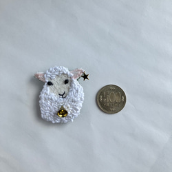 "もこもこ羊の刺繍ブローチ" 3枚目の画像