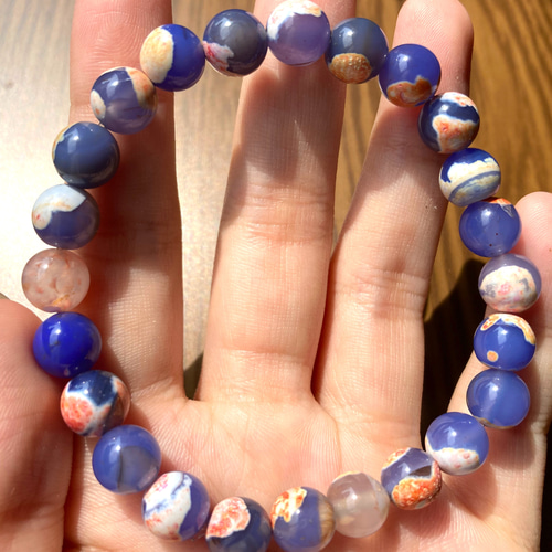 オレンジブルーファイアアゲート(約8mm玉/10mm玉)のブレスレット