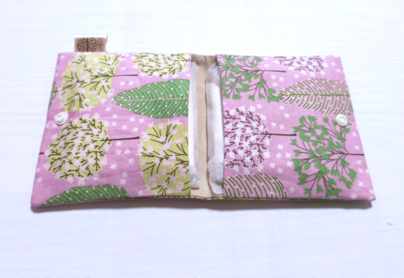 餐巾袋（2 折） 可像手帕一樣攜帶 斯堪的納維亞風格 樹木 粉紅色 第2張的照片