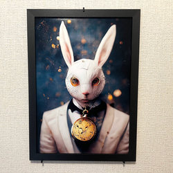 アートポスター【白ウサギ】A4 1枚目の画像