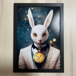 アートポスター【白ウサギ】A4 3枚目の画像