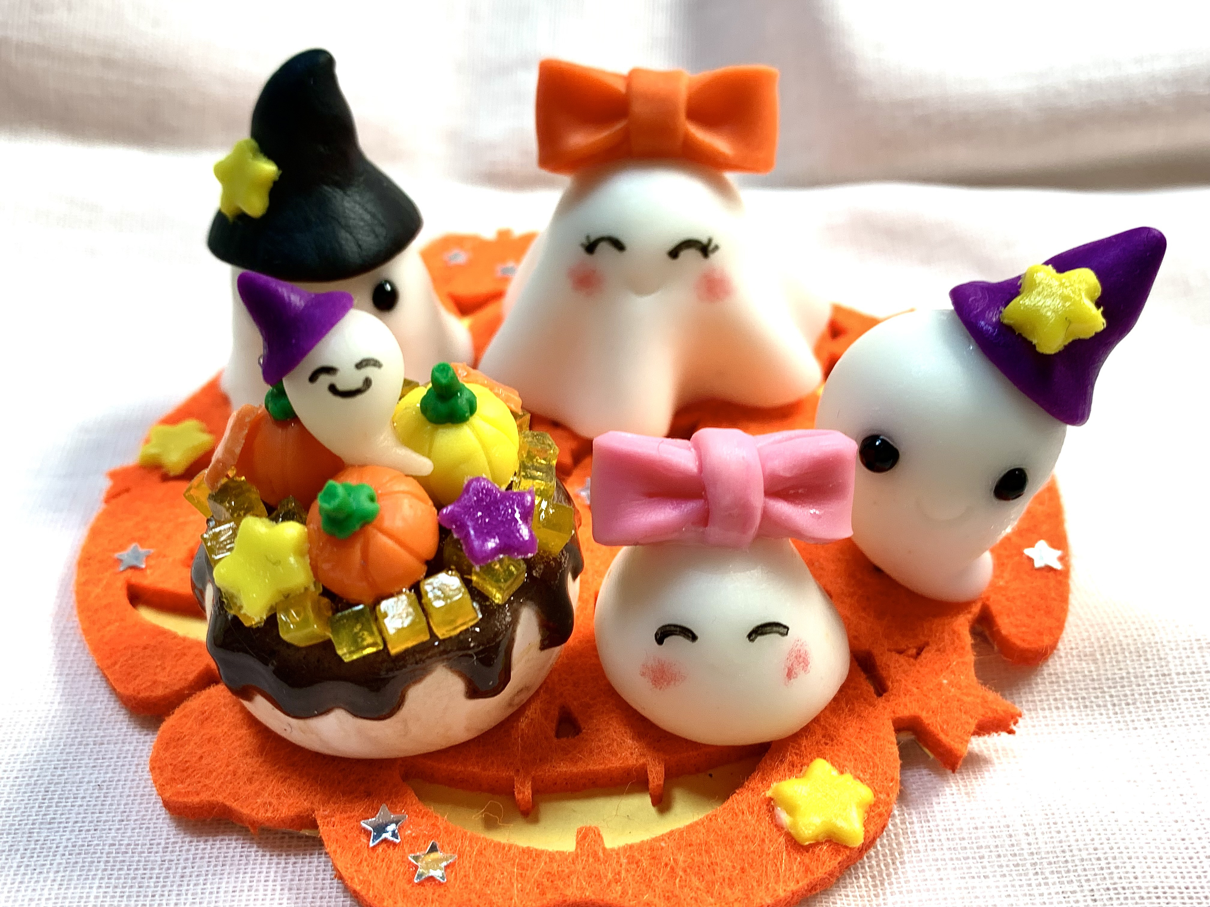 同梱予約済　フエルト　優しい顔のオバケちゃん等　ハロウィンオーナメント　９個 御予約済 ハロウィン 優しい顔のオバケちゃん等オーナメント 9個