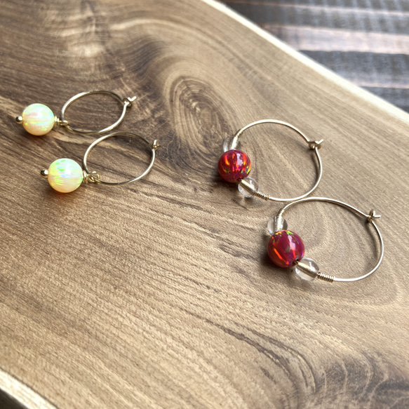 Kyoto-Opal 14kgf Earrings ～唐紅花～ 4枚目の画像