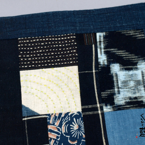 マルチマット 型染め 古布 藍木綿 刺し子 s2163 その他インテリア雑貨