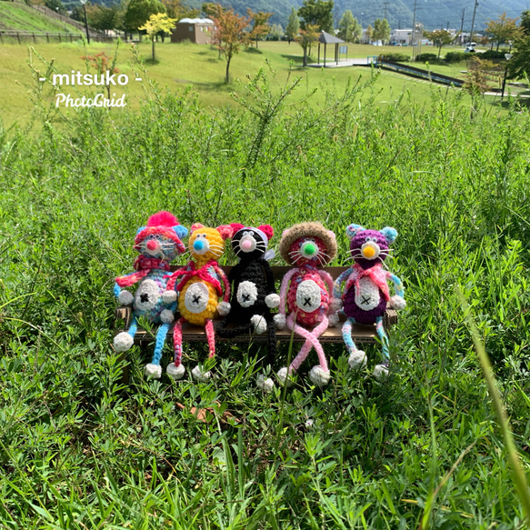 ルンルン♪着せ替え猫さん❤️カラフルクインテット☆編みぐるみ