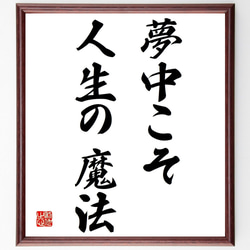 名言「夢中こそ人生の魔法」額付き書道色紙／受注後直筆（Y1621） 1枚目の画像