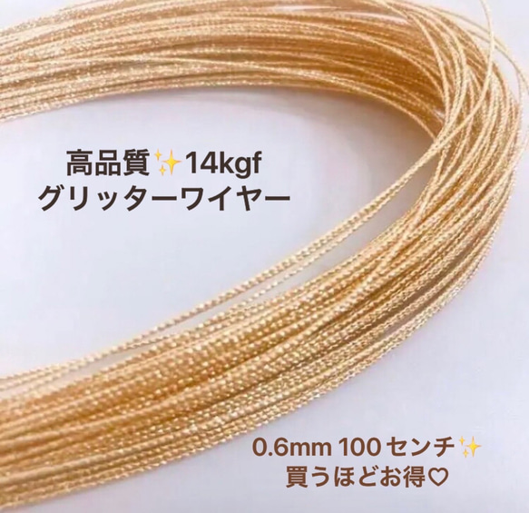 14kgf  スパークルグリッターワイヤー　ハード ワイヤー　0.6mm　1m  ゴールドファルド　グリッター　 1枚目の画像