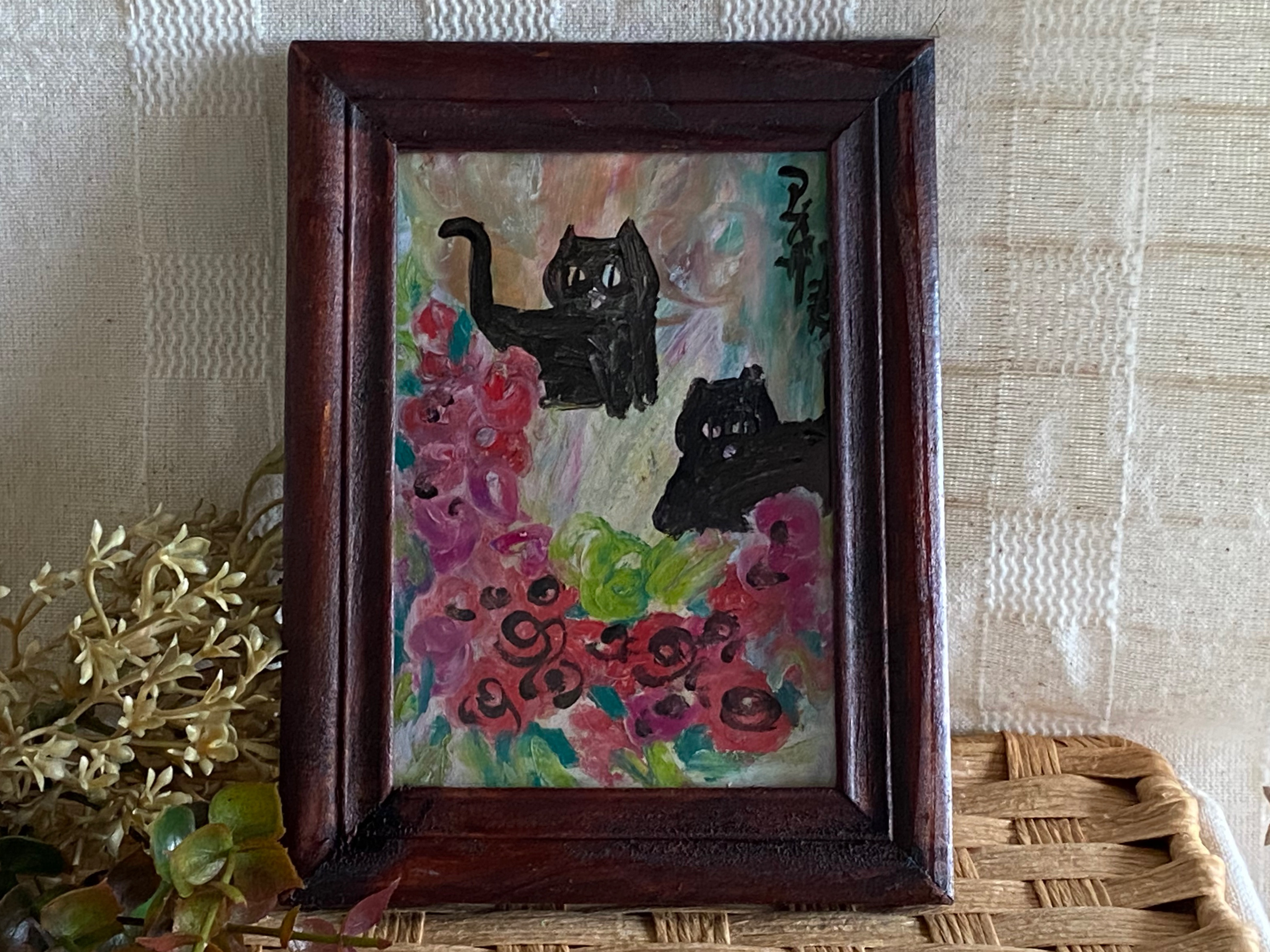 画家 HaRu 花 薔薇 ばら バラ 花瓶 絵画 油絵 アクリル 額縁