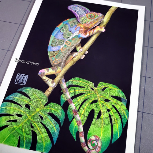 手描き原画】ダルメシアンの肖像 ボールペン画 絵画 額装付き 手描き