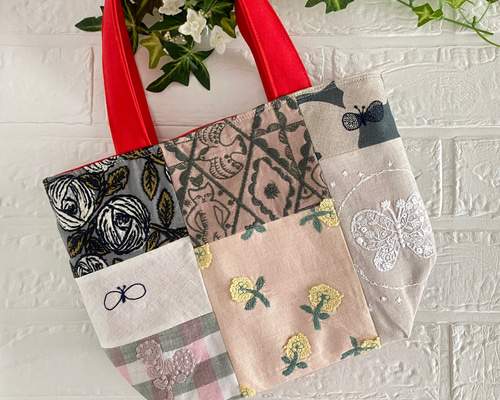 ミナペルホネン パッチワーク トートバッグ(Ｓ)　ハンドメイド 8e9e471e7bae52a0fa2e8cd4ff0cd9