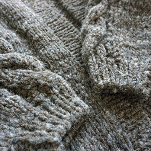 即納可】アルパカウール・ケーブル編みガウン（N-420085-チャコール