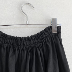 【 オトナのリネン 】国産リネン100％   ロングギャザースカート　ブラック 2枚目の画像