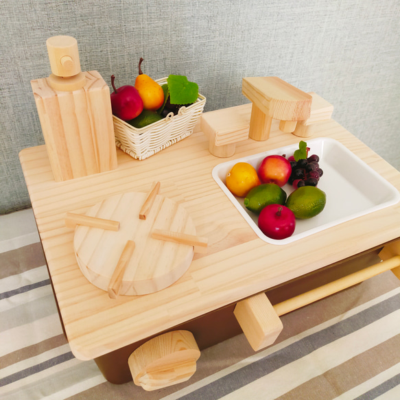 おままごとキッチン　卓上　ハーフタイプ　木製　おもちゃ　プレゼント 4枚目の画像