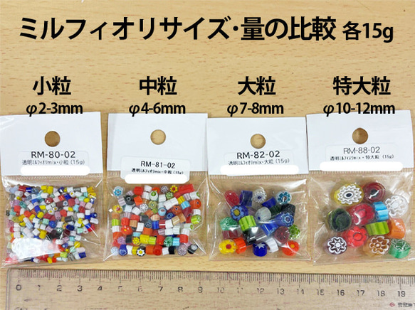 《透明/φ2-3mm》ムラーノ島 ミルフィオリ 100g　millefiori 9枚目の画像