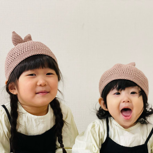 ウサギ帽子 うさみみ帽子 帽子(ベビー・キッズ) haru.knit 通販