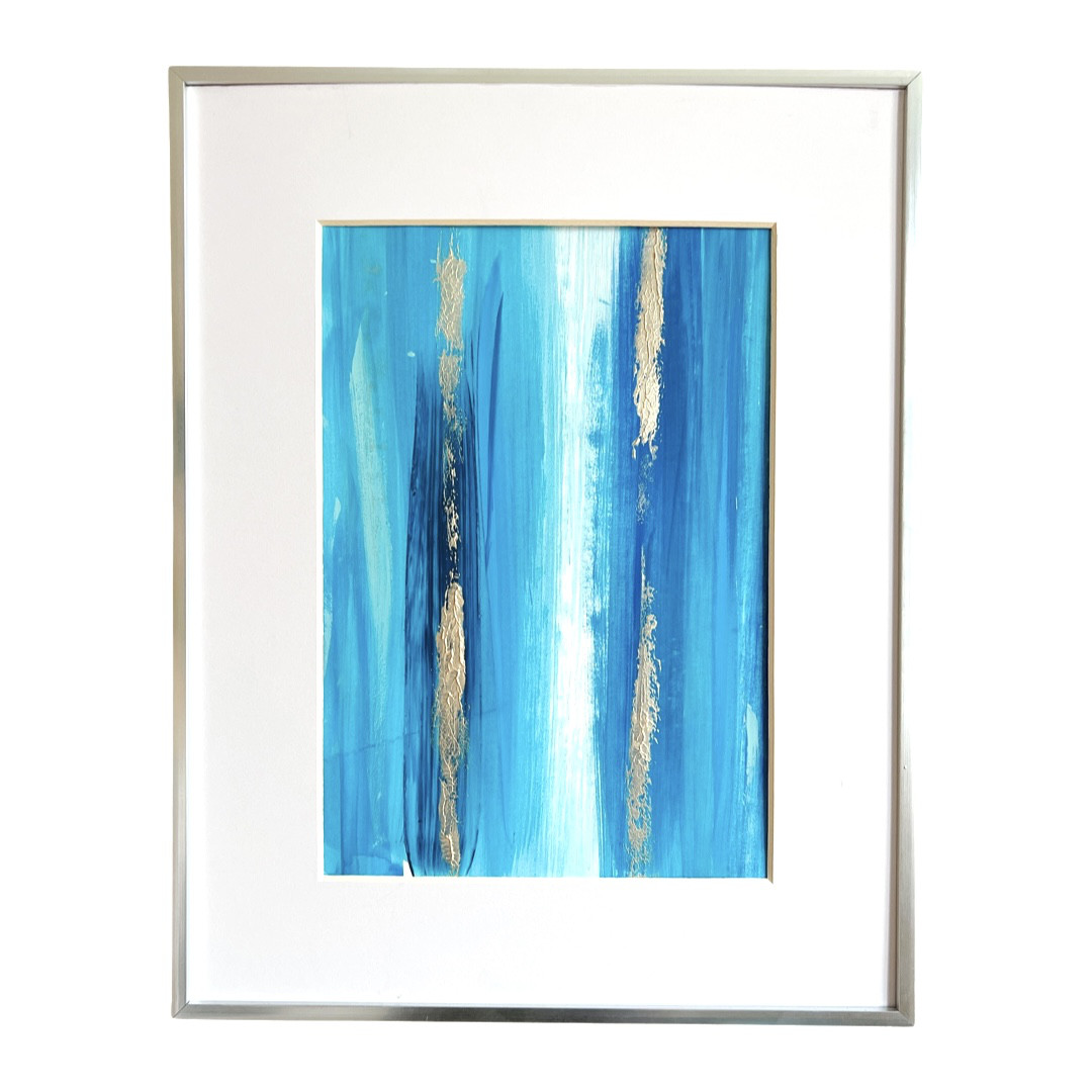 絵画　朝焼け　海辺　豪華な額縁　金色　ゴールド