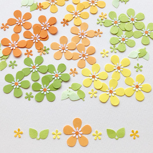 クラフトパンチのカラフルお花と葉っぱのセット〜イエロー アルバム