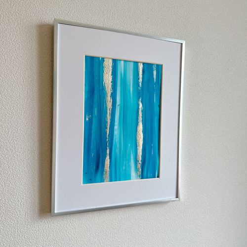 OCEAN - 青 海 絵画 作品 アート かっこいい 洗練 ゴールド シルバー