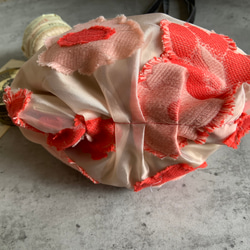 お花柄オーガンジー巾着☆チャコールグレー紐 4枚目の画像