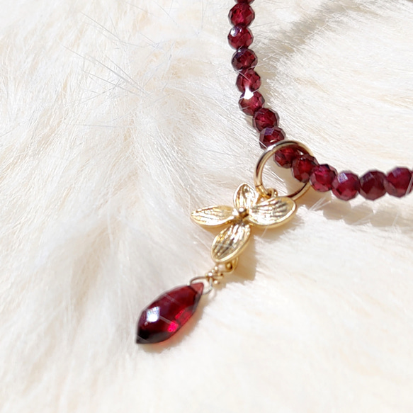 ❁Blood red 3way necklace 14kgf❁ 拘りモザンビーク産ガーネット 5枚目の画像