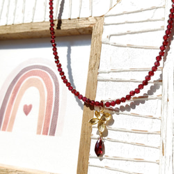 ❁Blood red 3way necklace 14kgf❁ 拘りモザンビーク産ガーネット 3枚目の画像