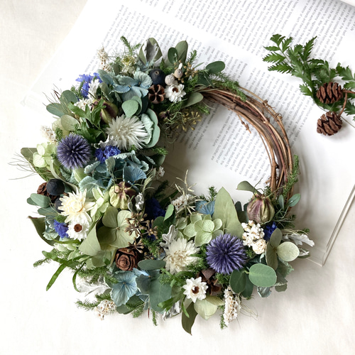 ブルーな秋色紫陽花と実物で秋を感じるハーフリース ブルーな秋色紫陽花と実物で秋を感じるハーフリース