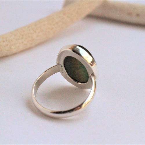 1点物 グリーン タイガーアイ Silver Ring 指輪・リング Rainbow Stone 