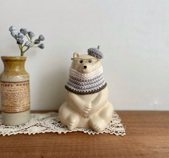 しろくま貯金箱 夏から秋のポンチョ ボーダー 北欧 その他インテリア