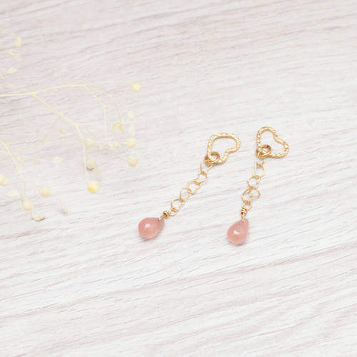 K18ハートチェーンピアリングチャーム〜繋がる心〜 イヤリング