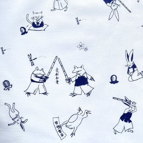鳥獣戯画【剣道編】オリジナル手ぬぐい紺色 ハンカチ・手ぬぐい 鳥獣戯画【剣道編】オリジナル手ぬぐい紺色 ハンカチ・手ぬぐい