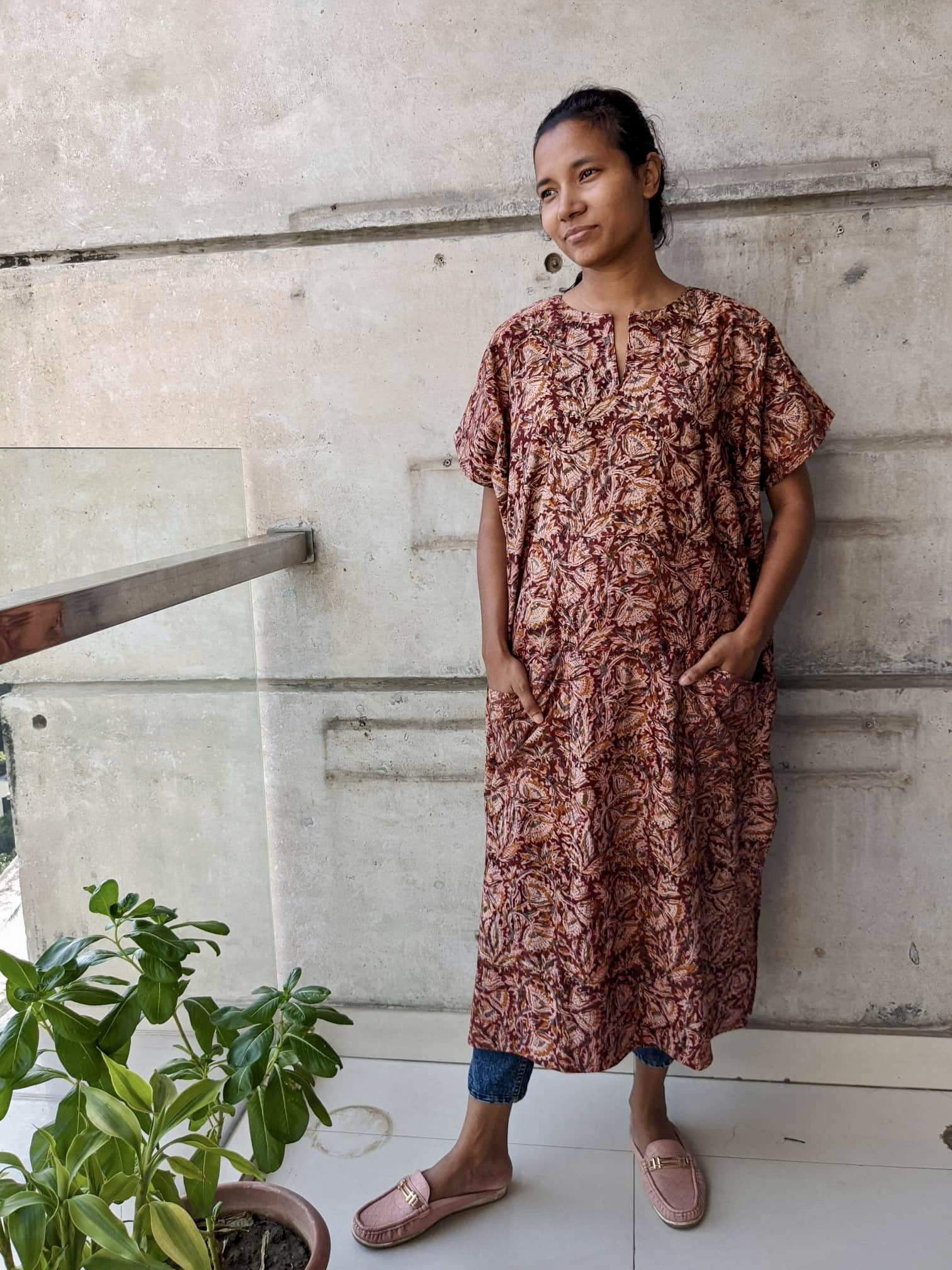 カラムカリ ハンドブロックプリントカフタンワンピース 洋裝 Jonno 的