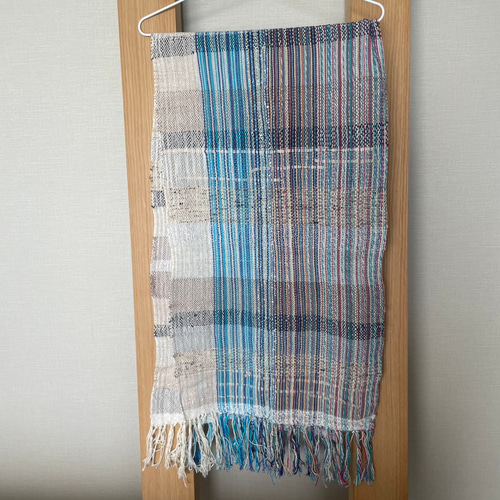 手織り さをり ストール マフラー ブルー 織物 ストール ku-ta 通販