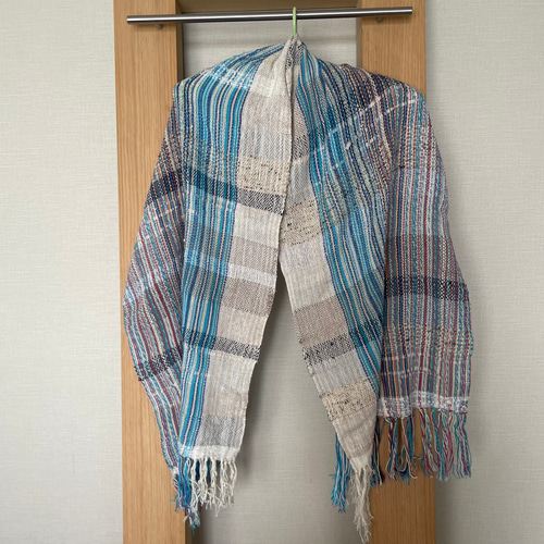 手織り さをり ストール マフラー ブルー 織物 ストール ku-ta 通販