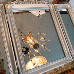 アンティークな部屋/ 折畳み式 三面鏡 （ラスターシルバー） シャビーシックな女優ミラー/ 6枚目の画像