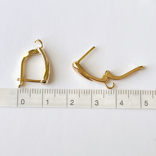 高品質 14kgf デザインピアスフック D 2ペア4個 14KGF