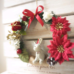 クリスマスリース  ウサギ 2枚目の画像