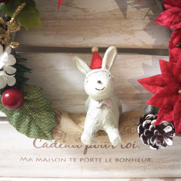 クリスマスリース  ウサギ 3枚目の画像