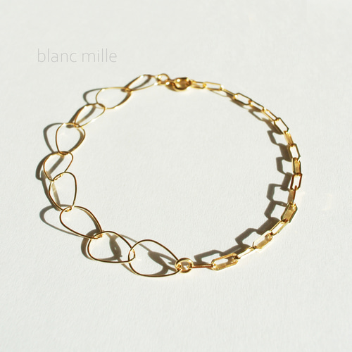 No.b-com○*K18コンビチェーンブレスレット オーダー制作○*18金  