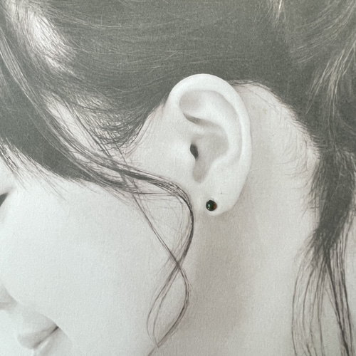 14kgf AAA ブラックオパール ハーキマーダイヤモンドピアス