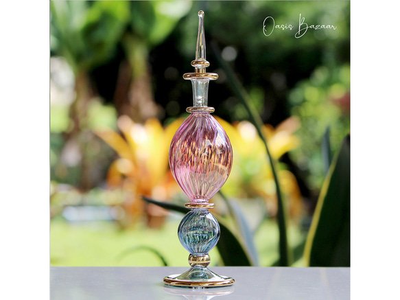 GOLD［Mサイズ］エジプトガラス香水瓶 パフュームボトル アロマ