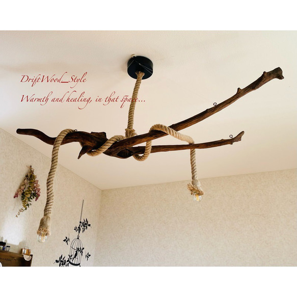 流木インテリア コブと枝の造形美が際立つ天然流木のシーリングライト ペンダントライト LED ランプ 照明器具 北欧 3枚目の画像