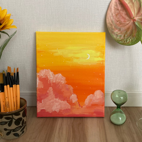 【SUN】 太陽　明るいお部屋に原画の販売です(^^) アクリル絵画 太陽光線（水彩画、原画のみ。Not framed） | didi's artfactory