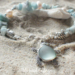 【再販】*sv925*Honu & Larimer Beach Bracelet ホヌとラリマーのブレスレット 1枚目の画像