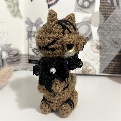 ハロウィンやさぐれキジトラ猫の悪魔♡あみぐるみ♡受注製作品