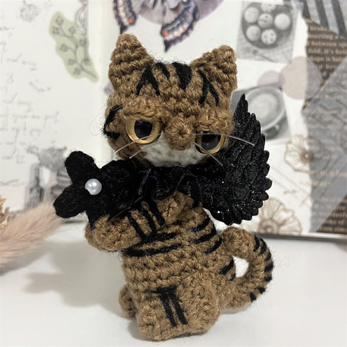 ハロウィンやさぐれキジトラ猫の悪魔♡あみぐるみ♡受注製作品 ハロウィンやさぐれキジトラ猫の悪魔♡あみぐるみ♡受注製作品